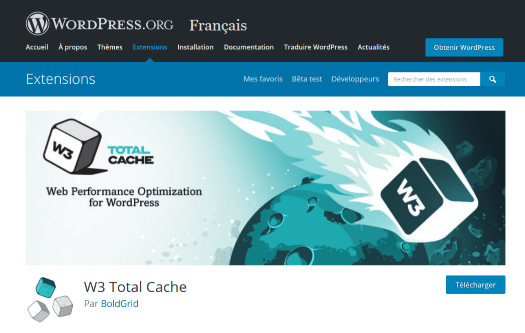 El plugin de caching para WordPress W3 Total Cache en WordPress.org