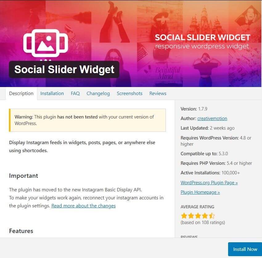 Social Slider Widget el Widget de Instagram para WordPress