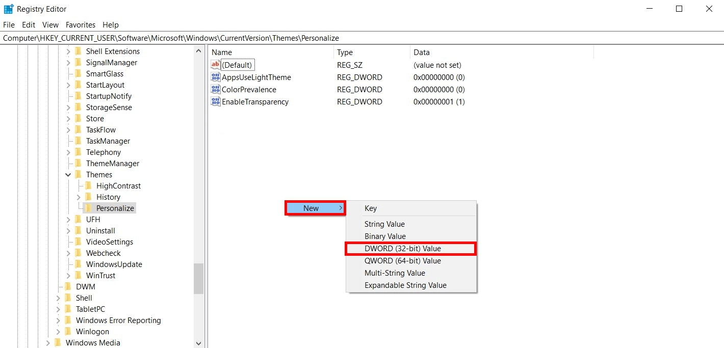 Windows 10: añadir un nuevo valor en el editor del registro
