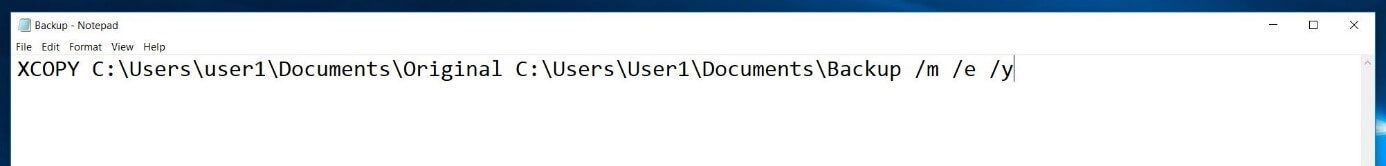 Windows Editor: script batch con función de copia de seguridad