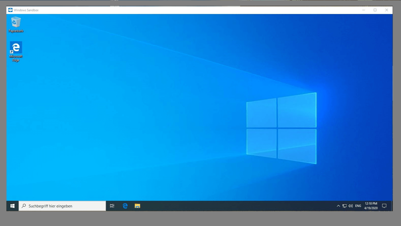 Windows Sandbox: pantalla de inicio