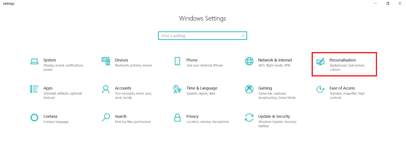 Configuración de Windows: personalización