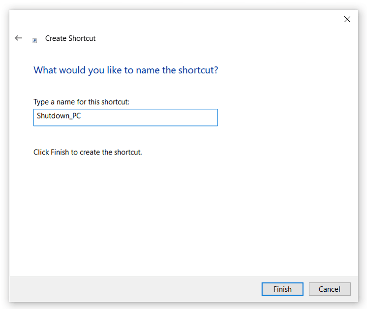 Acceso directo de Windows: introducir nombre