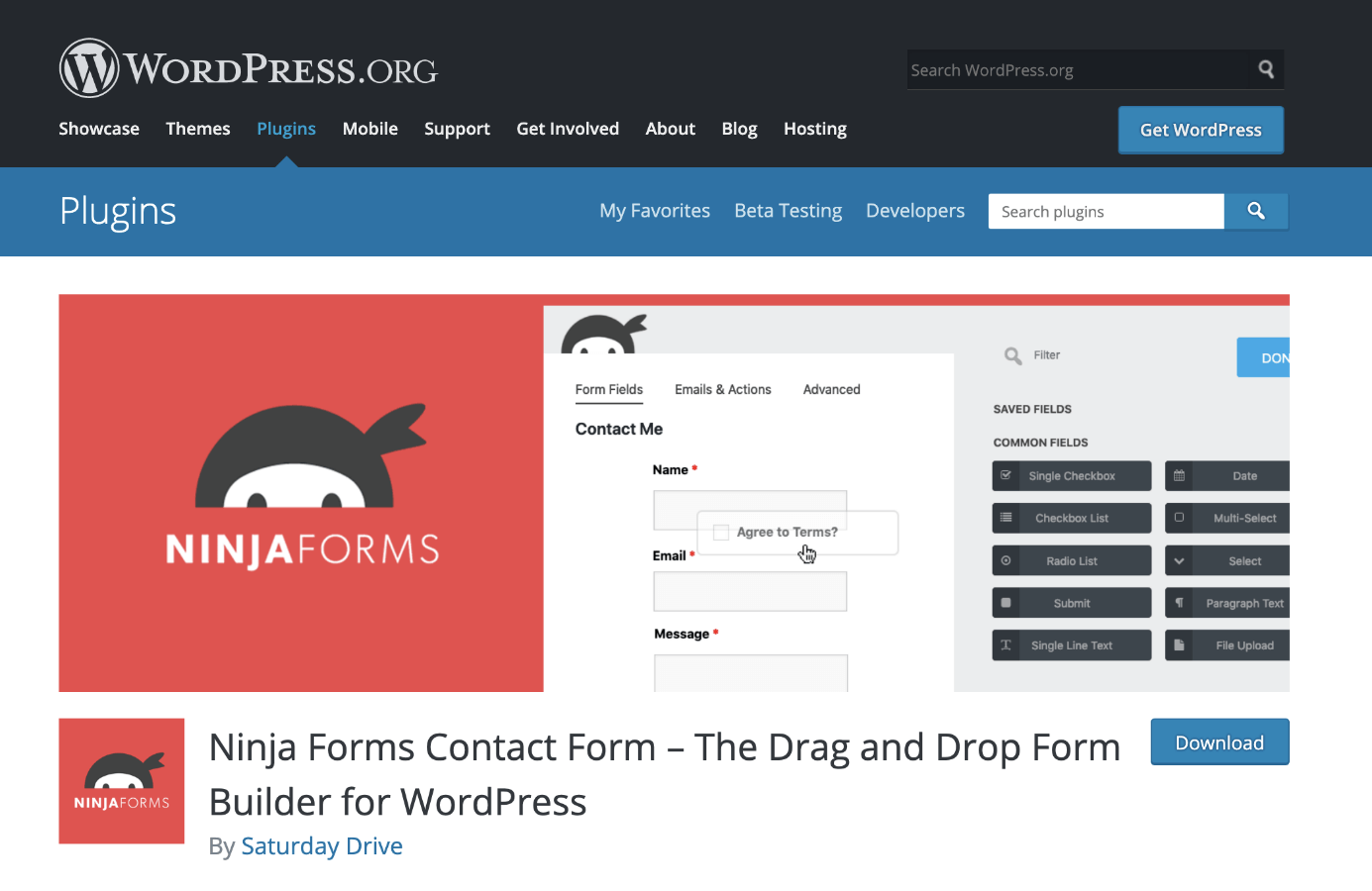 El plugin de formularios de WordPress Ninja Forms en WordPress.org