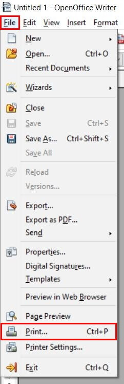 OpenOffice Writer: imprimir