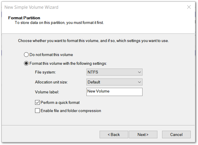 Windows 10: formatear la partición o volumen usando el asistente