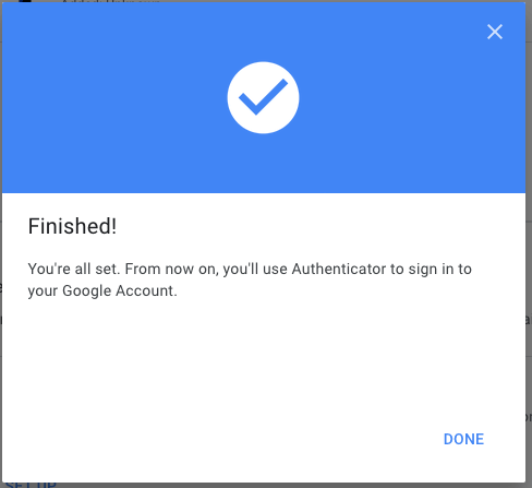 Finalización de la configuración de la aplicación Google Authenticator