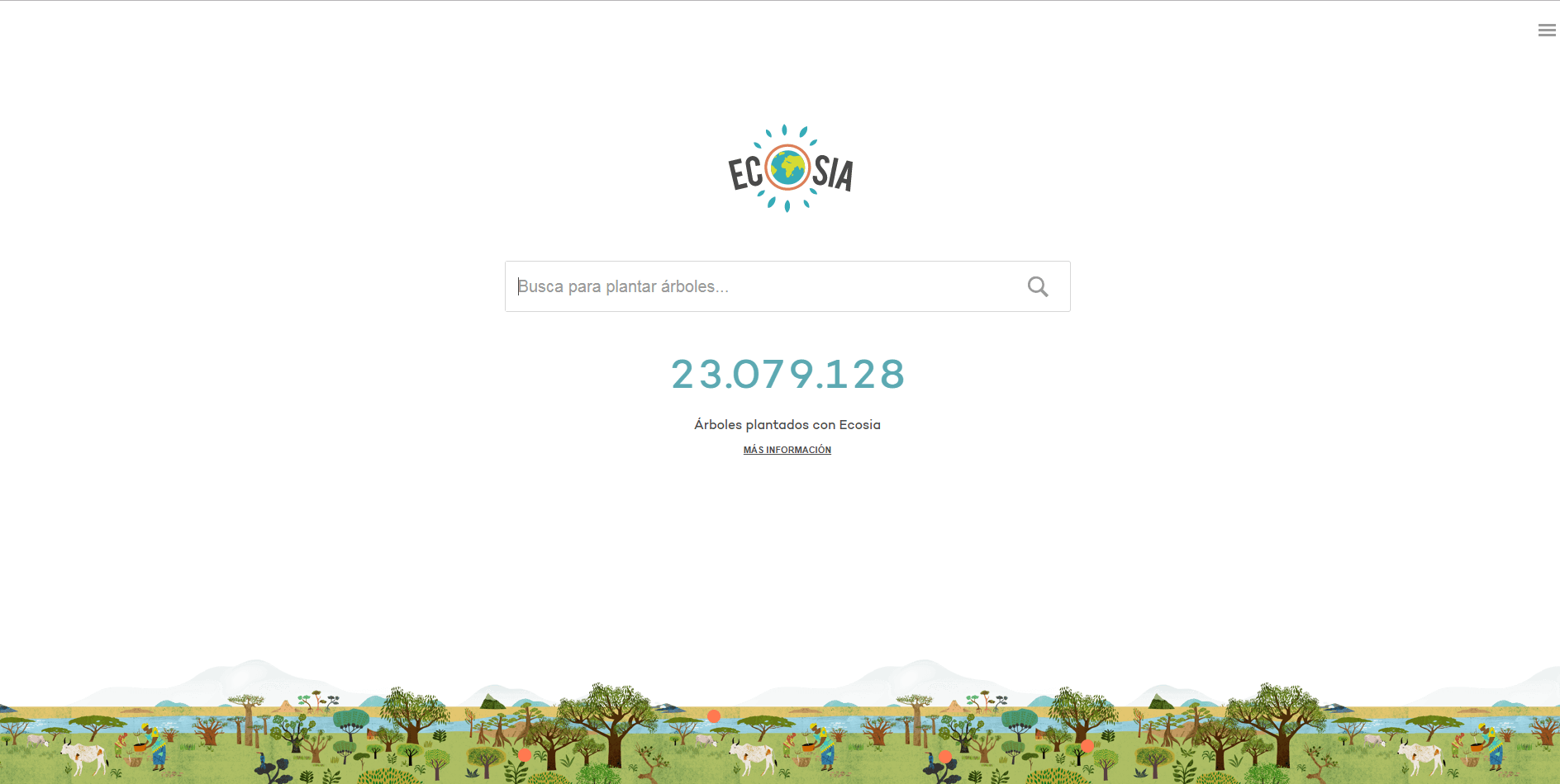 Página de inicio de Ecosia