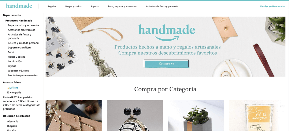 Página web de Amazon Handmade