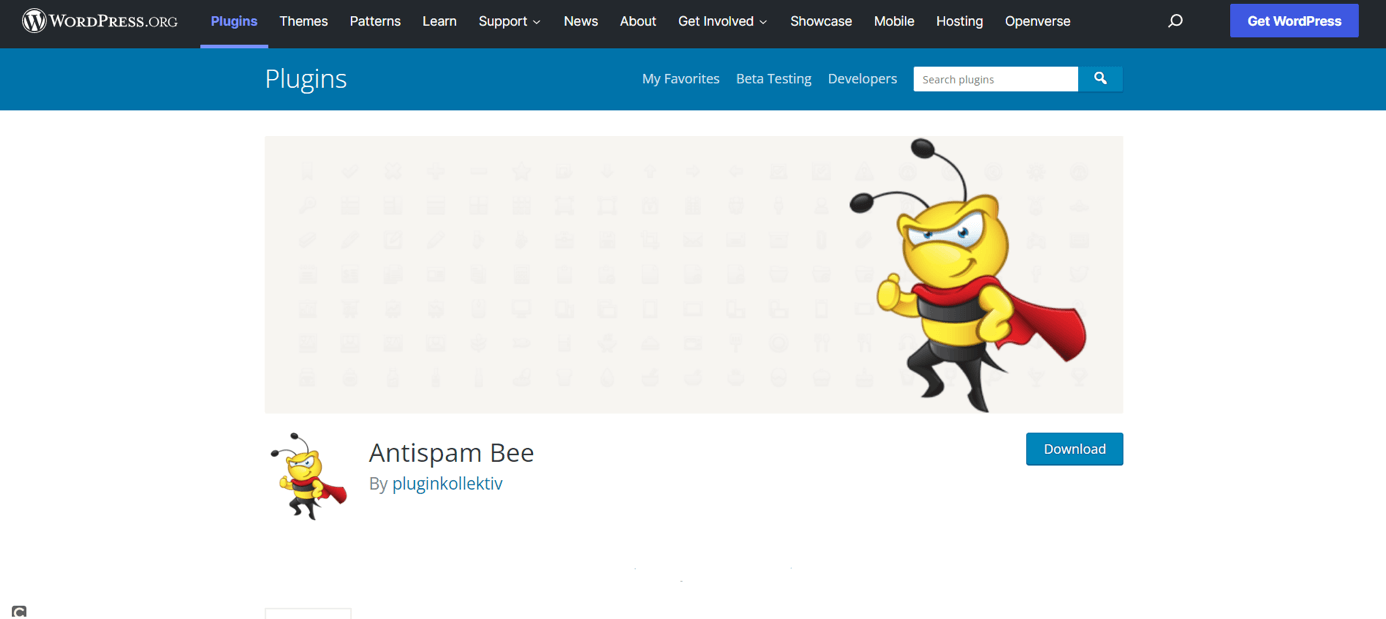 Página de inicio del plugin Antispam Bee