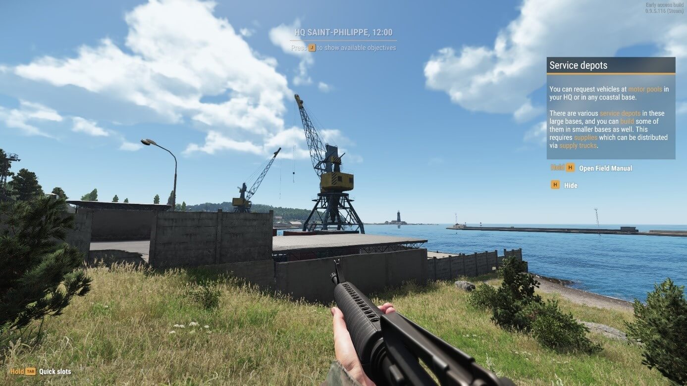 Captura de pantalla de Arma Reforger: visión general de la misión al comienzo del juego