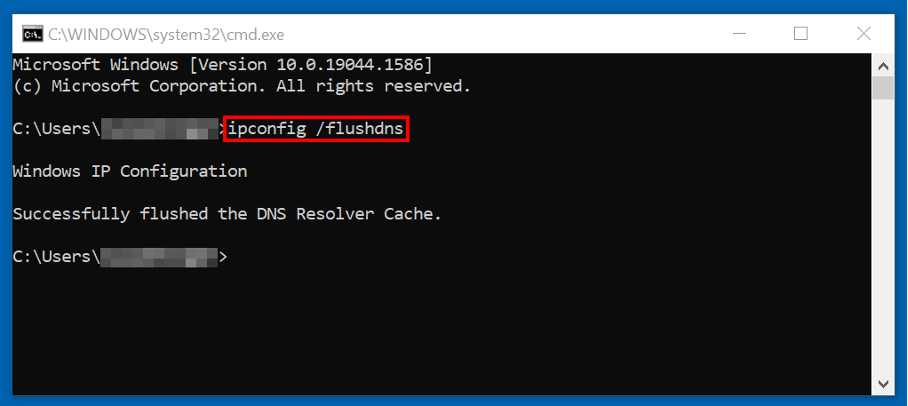 Borrar la caché DNS a través de la línea de comandos (Windows 10)