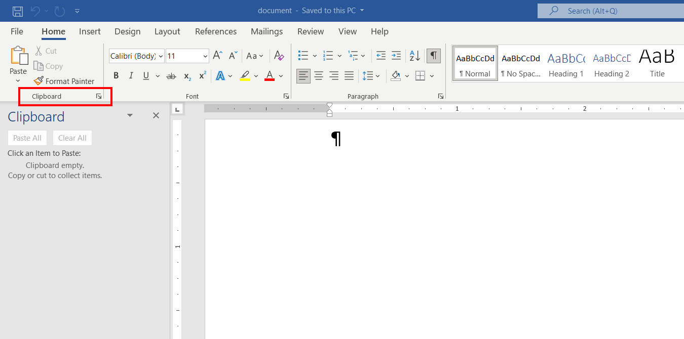 Acceso al portapapeles en Microsoft Word