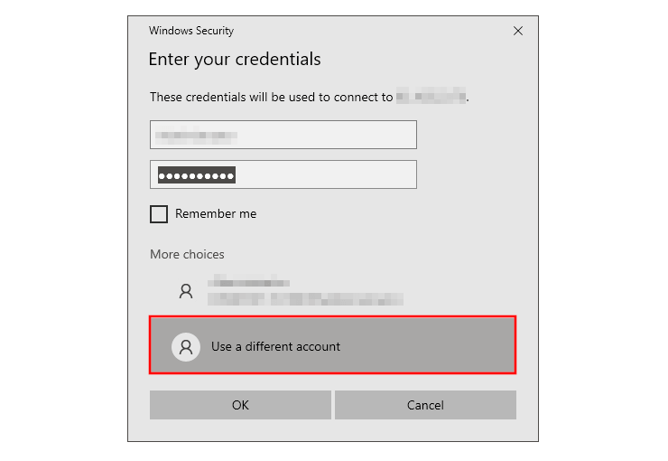 Conexión remota de Windows: introduce las credenciales