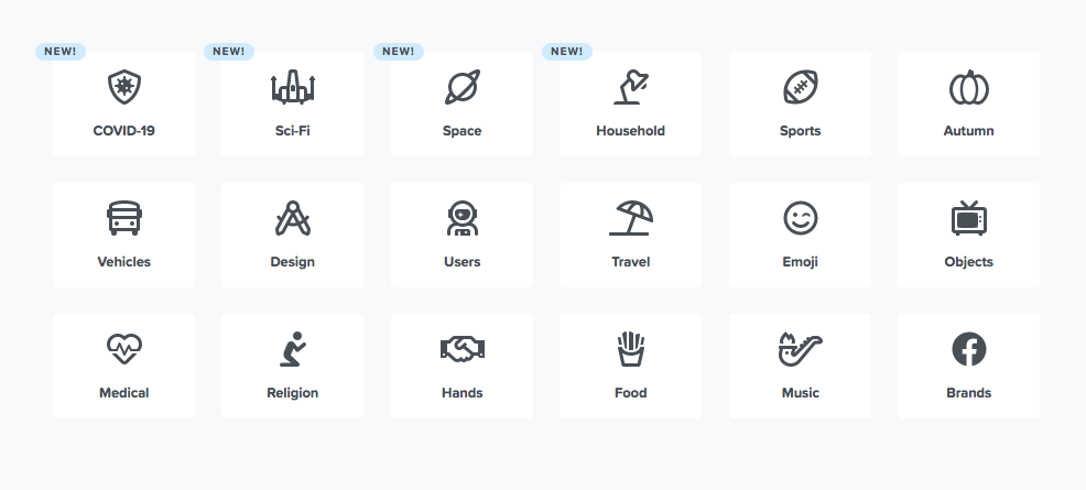 Extracto de la web “Font Awesome” con categorías de iconos