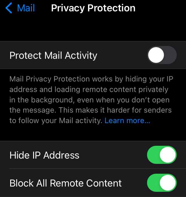 Configuración de iPhone para Protección de la Privacidad en Mail