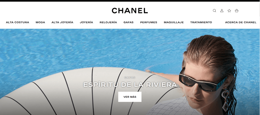La página web de la empresa Chanel