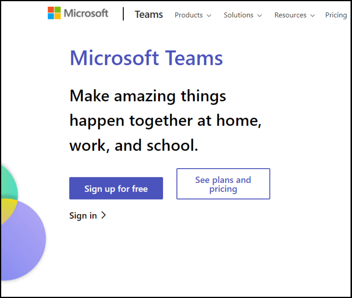Página web de Microsoft para descargar Microsoft Teams