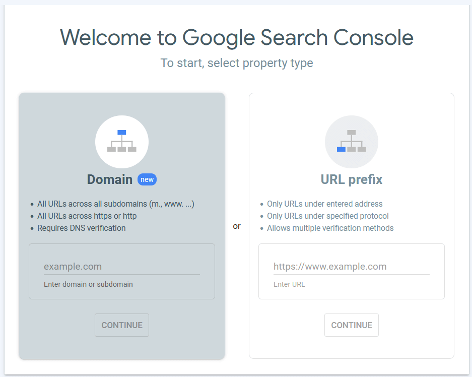 Página de inicio de sesión en Google Search Console