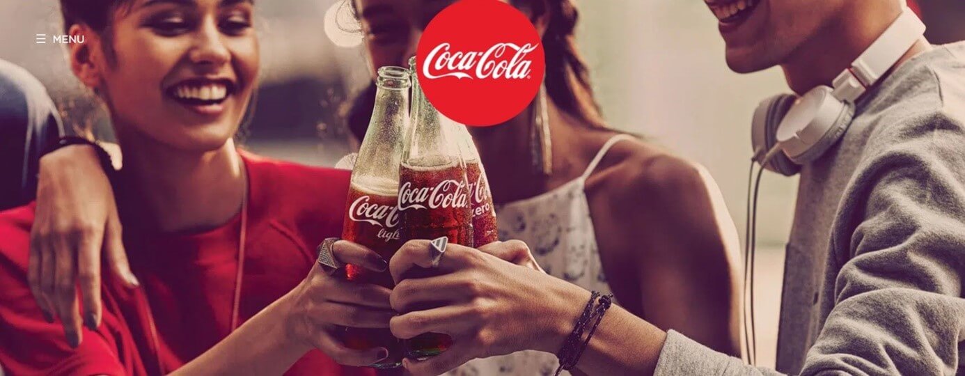 La página web de la empresa Coca-Cola