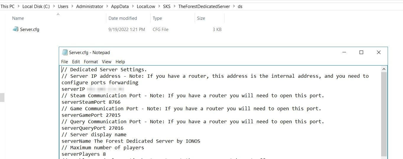 Configurar el servidor dedicado de “The Forest”en Server.cfg