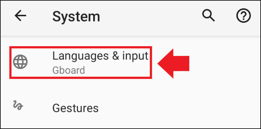 La opción “Idioma e introducción de texto” del menú en los ajustes de Android