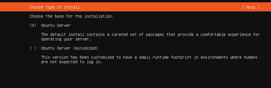 Instalar Ubuntu Server: seleccionar el tipo de instalación