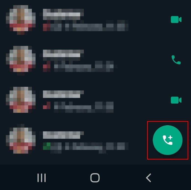 WhatsApp: icono del teléfono en la parte inferior derecha