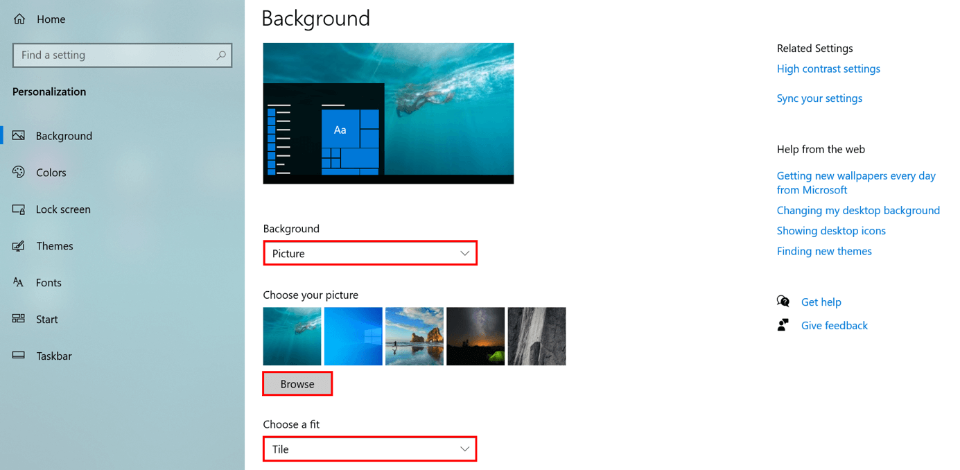 Windows 10: cambiar imagen de escritorio