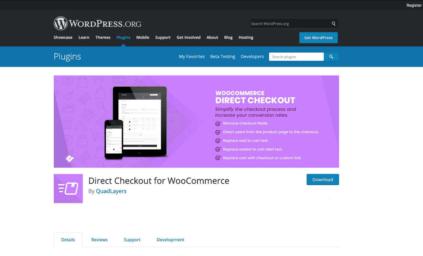 Plugin WooCommerce Direct Checkout en WordPress.org