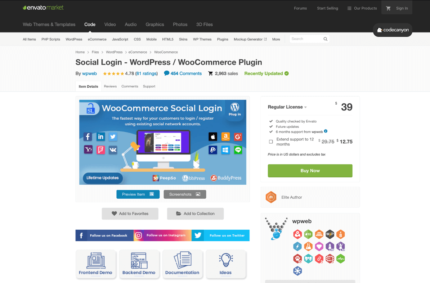 WooCommerce Social Login en envatomarket