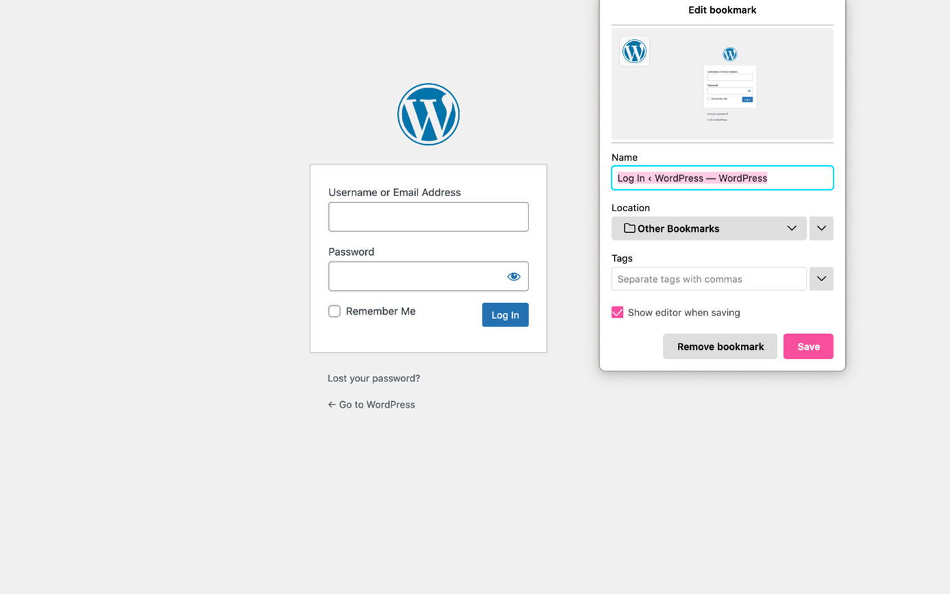 Poner en el navegador un marcador de la página de acceso al administrador de WP