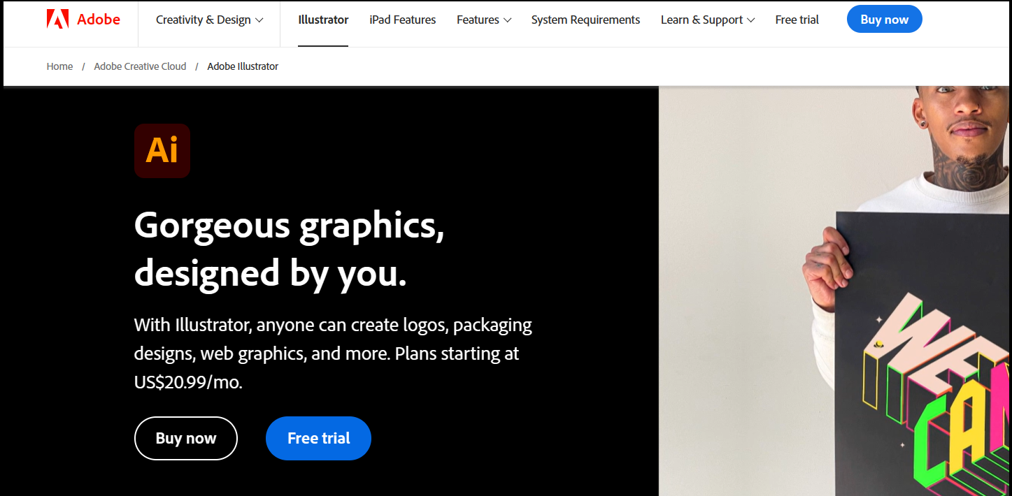 Página web de Adobe Illustrator