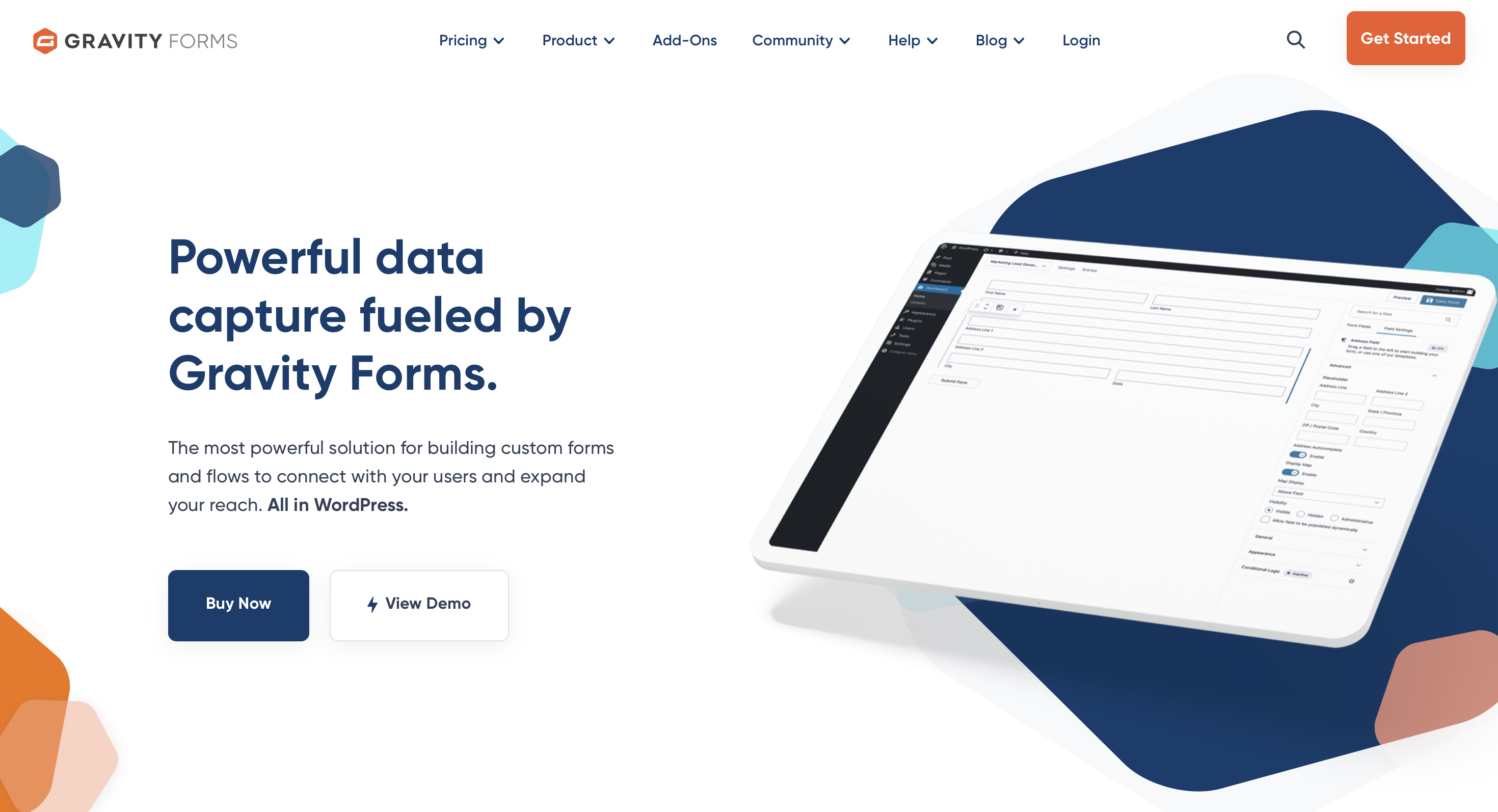 Página web de la extensión de WordPress Gravity Forms Imagen: Página web de la extensión de WordPress Gravity Forms