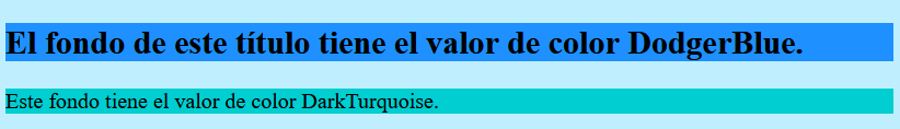Ejemplo: tres fondos de color HTML diferentes Imagen: Ejemplo: tres fondos de color HTML diferentes