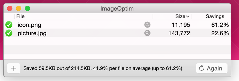 Captura de pantalla de ImageOptim Imagen: Captura de pantalla de ImageOptim