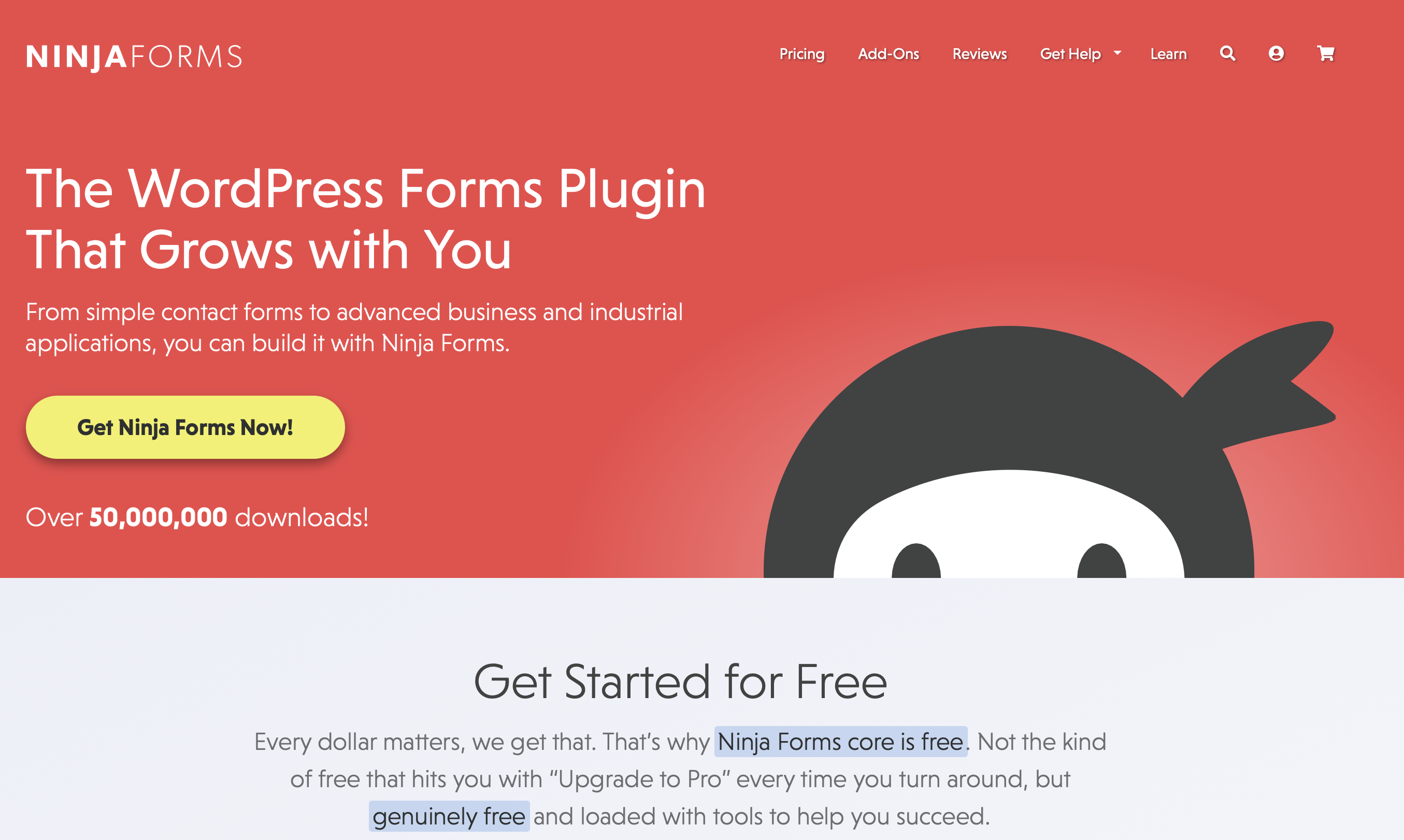 Página de inicio del plugin para WordPress Ninja Forms Imagen: Página de inicio del plugin para WordPress Ninja Forms