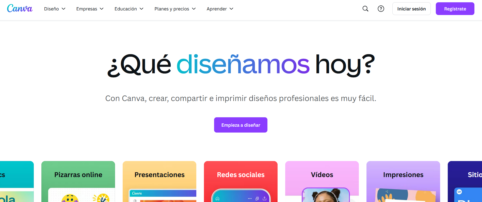 Captura de pantalla de la página web de Canva Imagen: Captura de pantalla de la página web de Canva