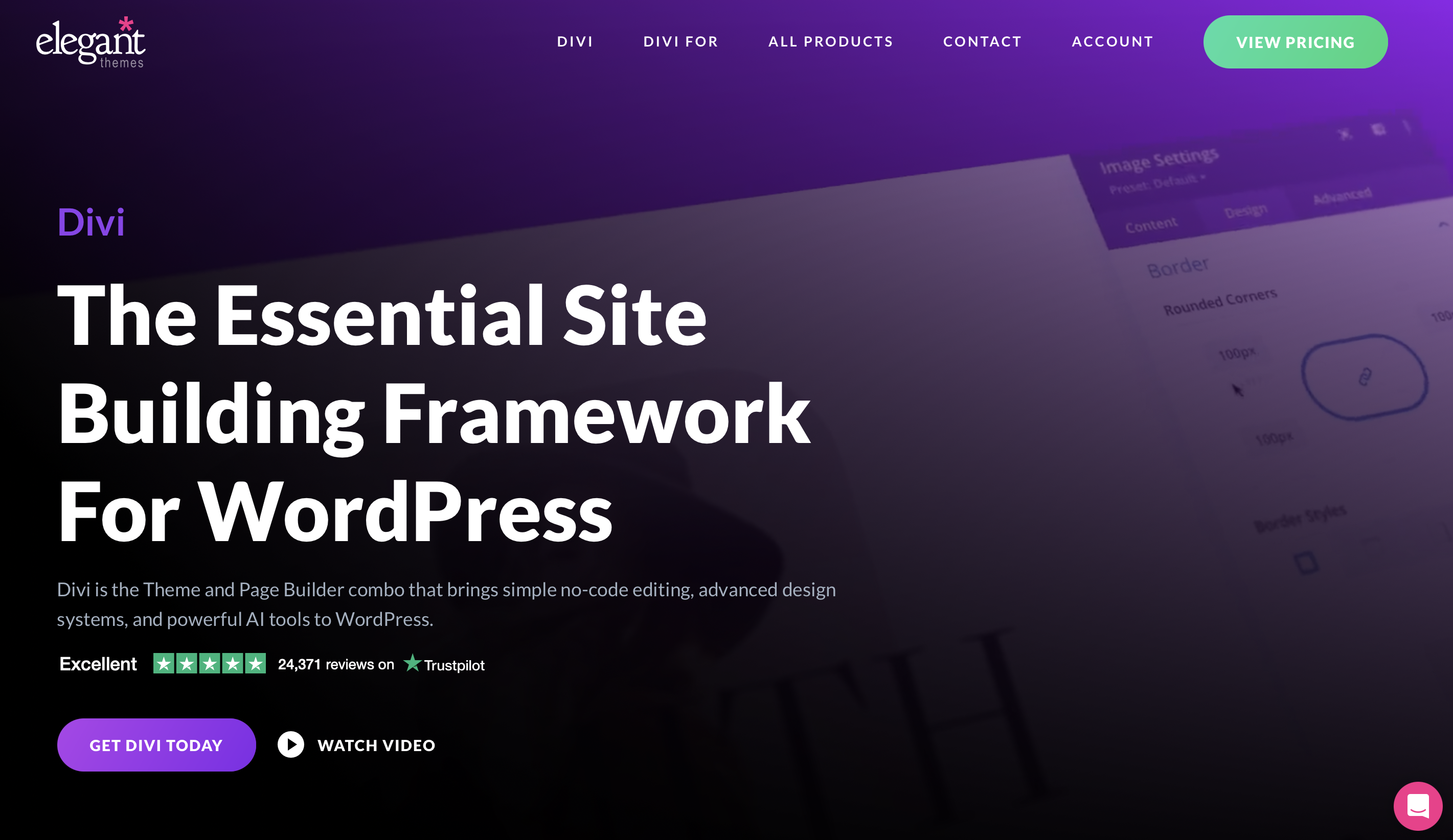 Captura de pantalla de la página web de Divi Imagen: Captura de pantalla de la página web de Divi