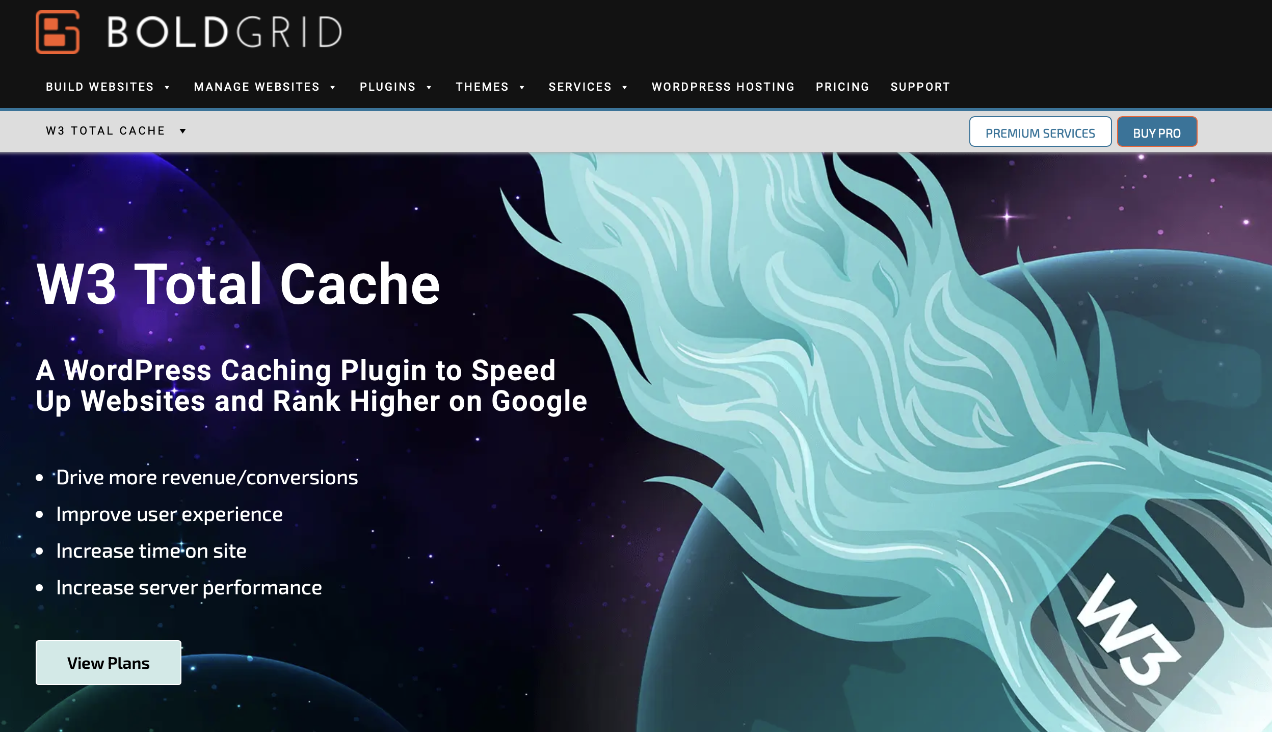 W3 Total Cache en la página web del desarrollador BoldGrid Imagen: W3 Total Cache en la página web del desarrollador BoldGrid