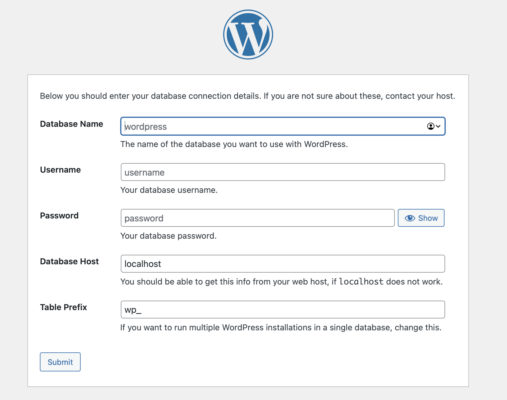 Captura de pantalla de la conexión a la base de datos de Wordpress Imagen: Captura de pantalla de la conexión a la base de datos de Wordpress