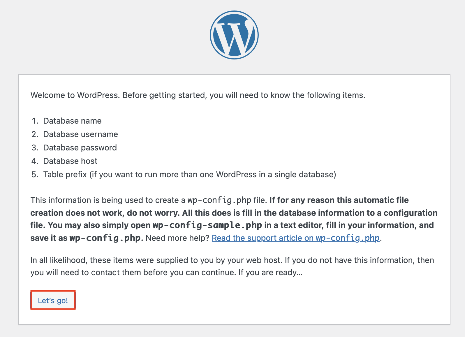 Captura de pantalla del aviso de instalación en Wordpress Imagen: Captura de pantalla del aviso de instalación en Wordpress