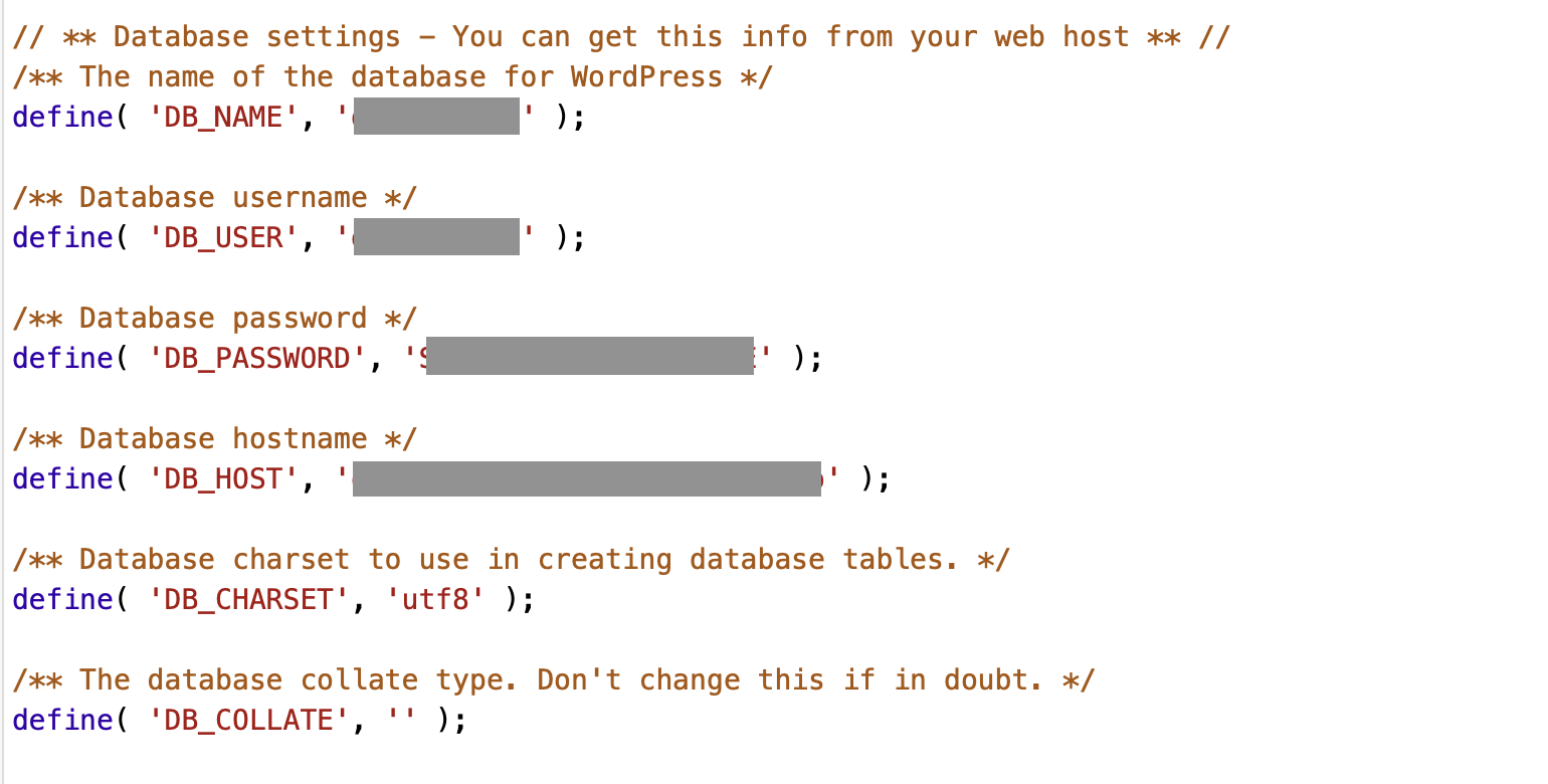 Contenido del archivo wp-config.php Imagen: Contenido del archivo wp-config.php