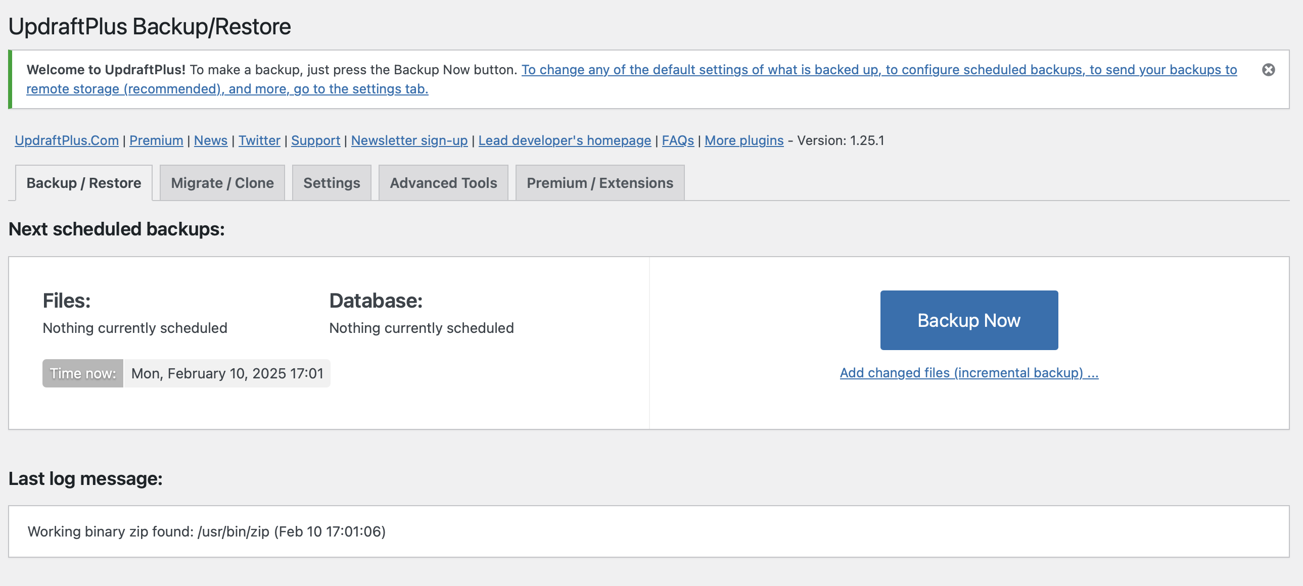 Captura de pantalla del plugin UpdraftPlus Imagen: Captura de pantalla del plugin UpdraftPlus