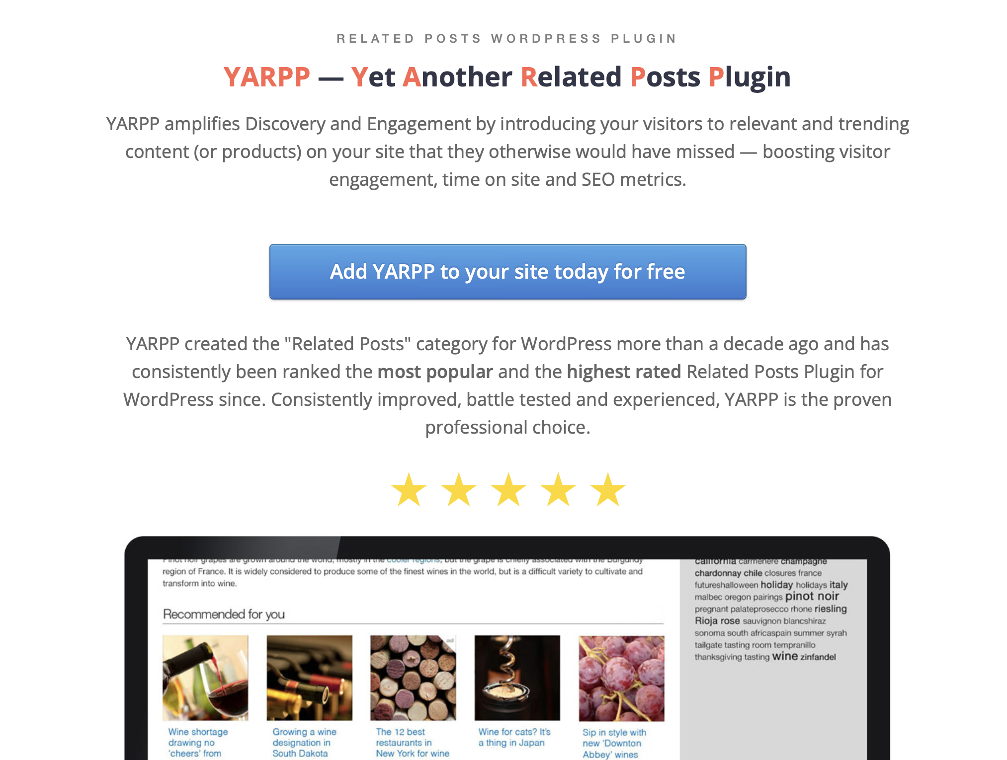 Página web oficial de Yet Another Related Posts Plugin (YARPP) Imagen: Página web oficial de Yet Another Related Posts Plugin (YARPP)