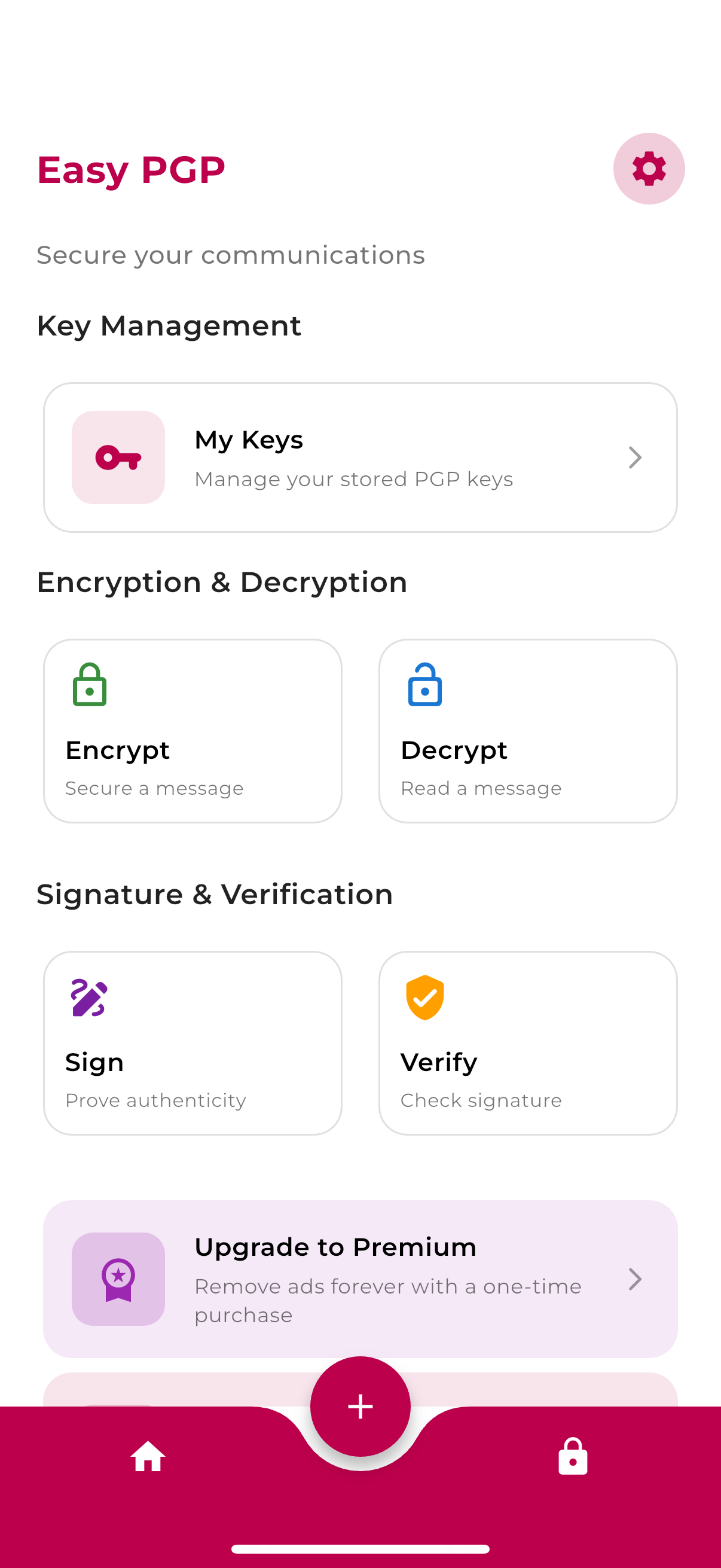 Captura de pantalla de la app Easy PGP en iOS Imagen: Captura de pantalla de la app Easy PGP en iOS