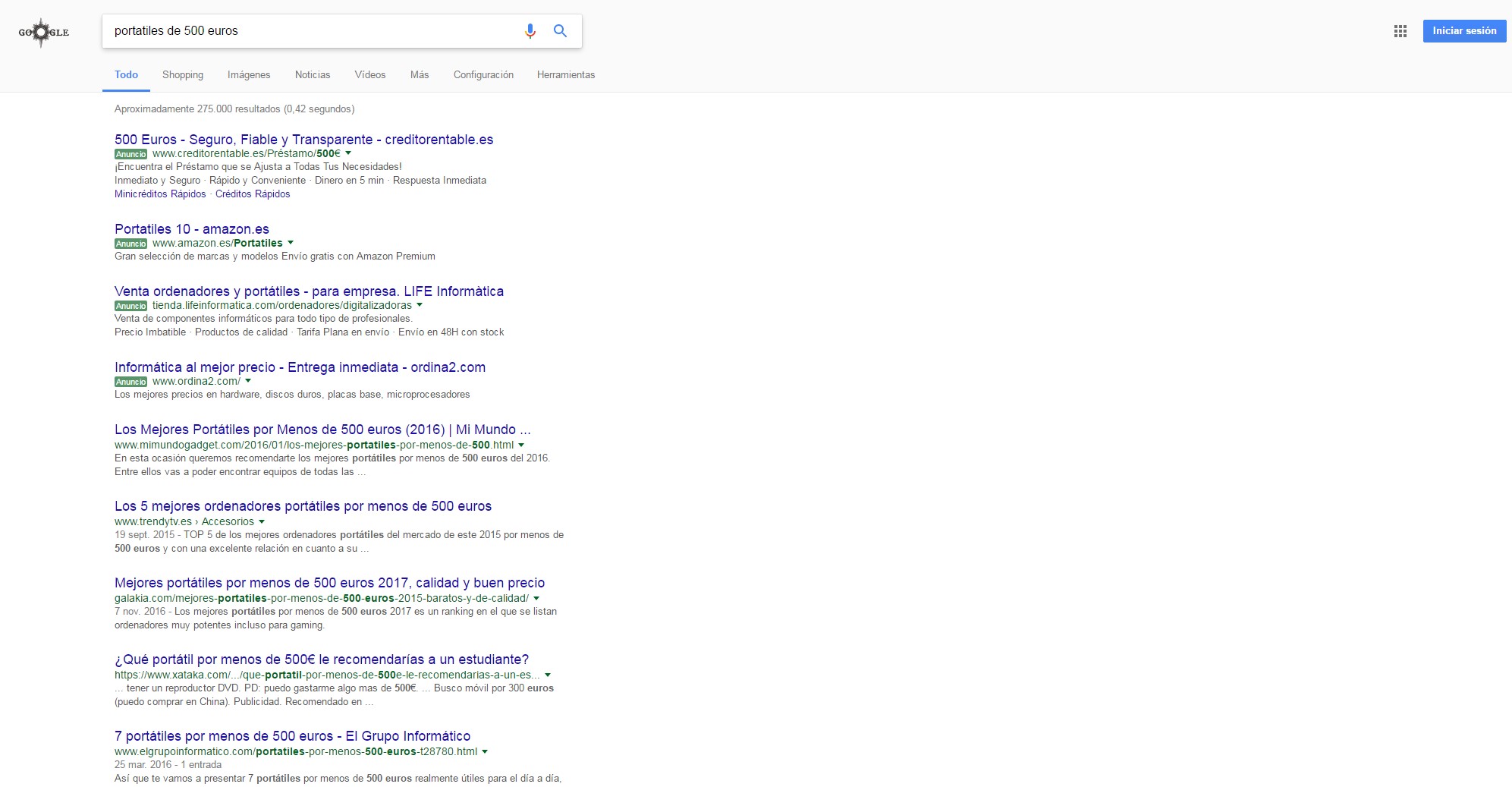 Resultados de búsqueda en Google para “portátiles de 500 euros”
