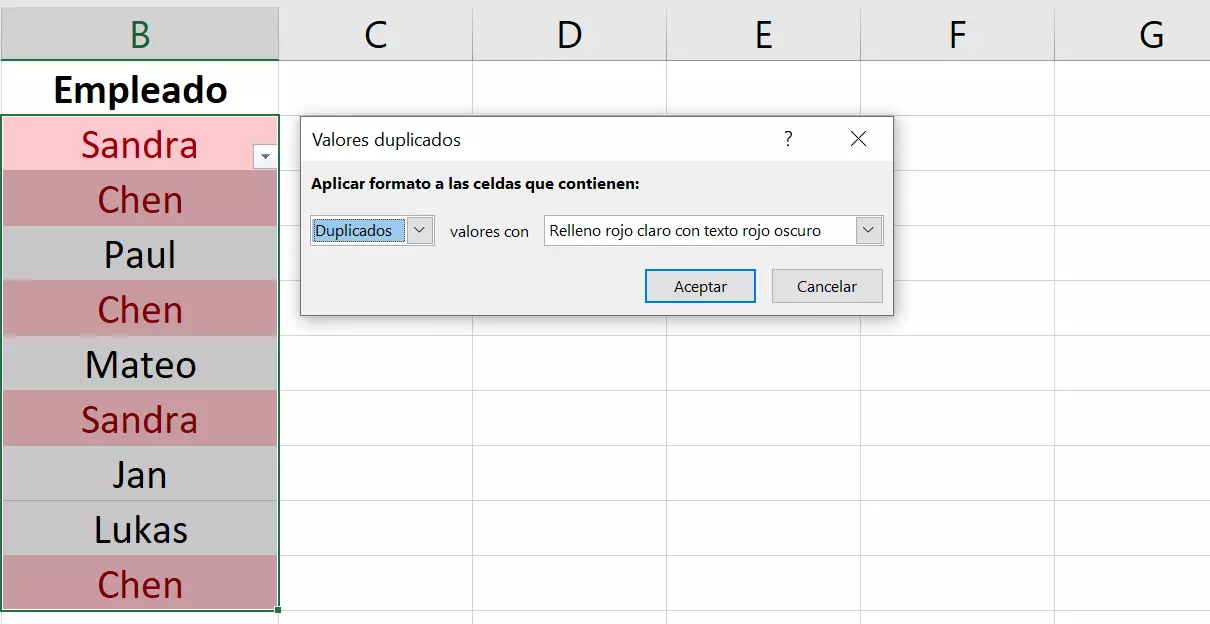 Marcar valores duplicados en Excel Marcar valores duplicados en Excel