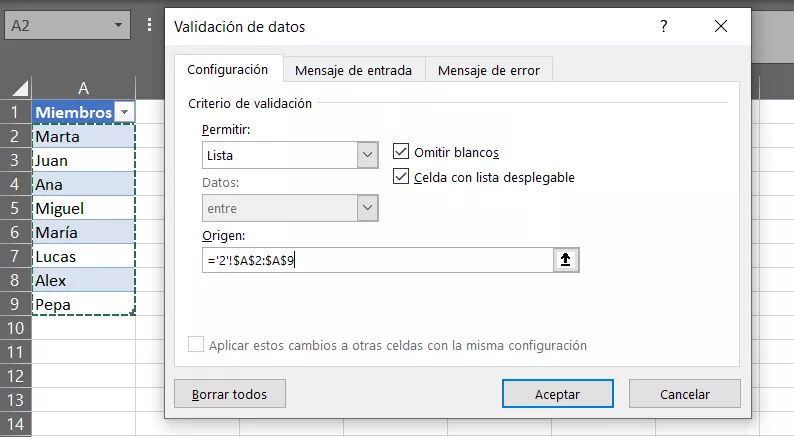 Función de selección para insertar las opciones de la lista desplegable Función de selección para insertar las opciones de la lista desplegable