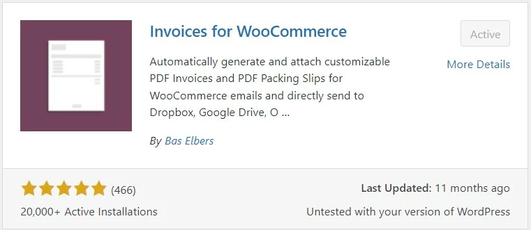 Plugin “Invoices for WooCommerce” en el backend de WooCommerce Plugin “Invoices for WooCommerce” en el backend de WooCommerce